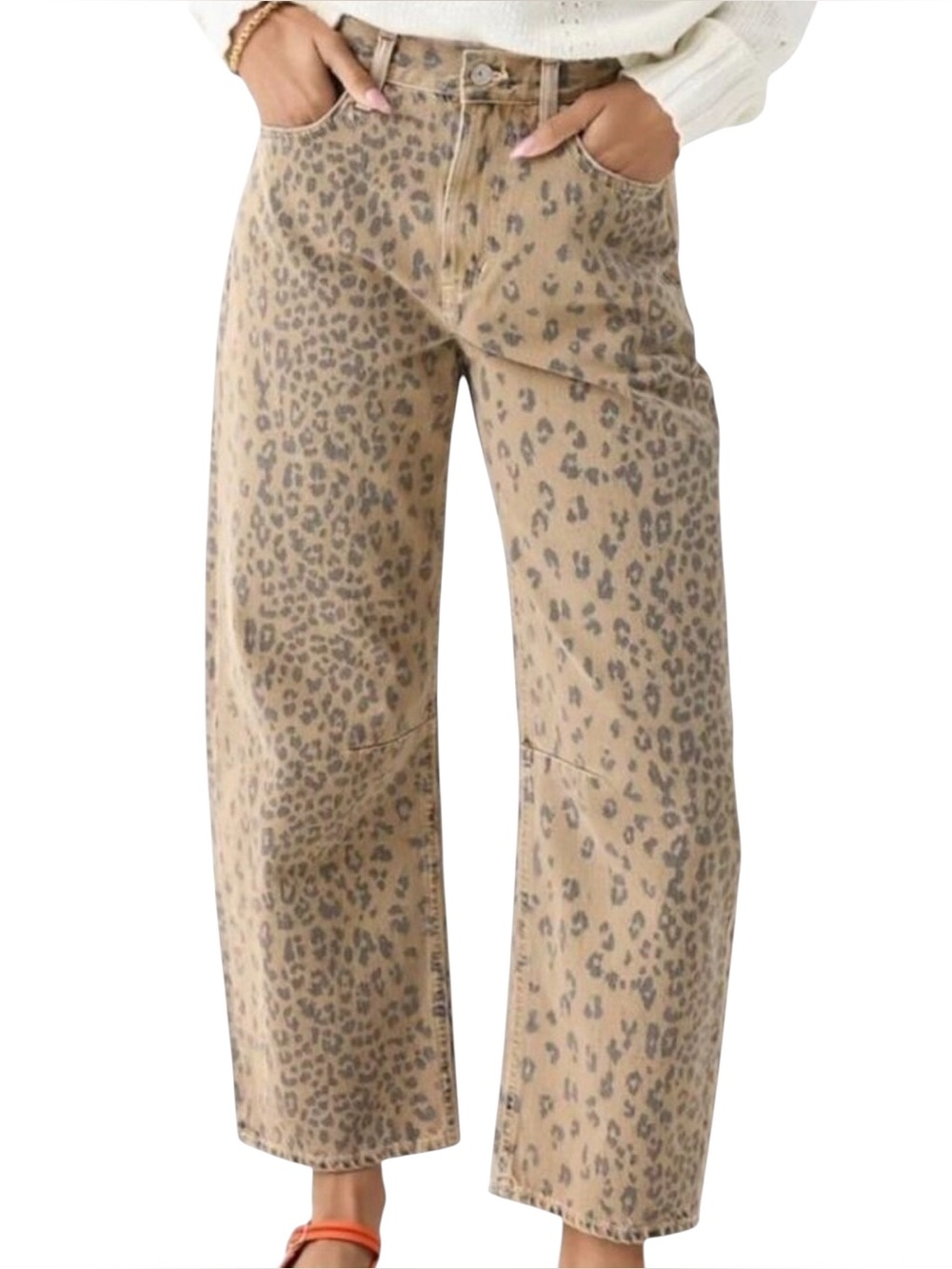 Citizens Of Humanity Miro Leopard High-Rise Relaxed Barrel Leg Jeans, Size 26(2)